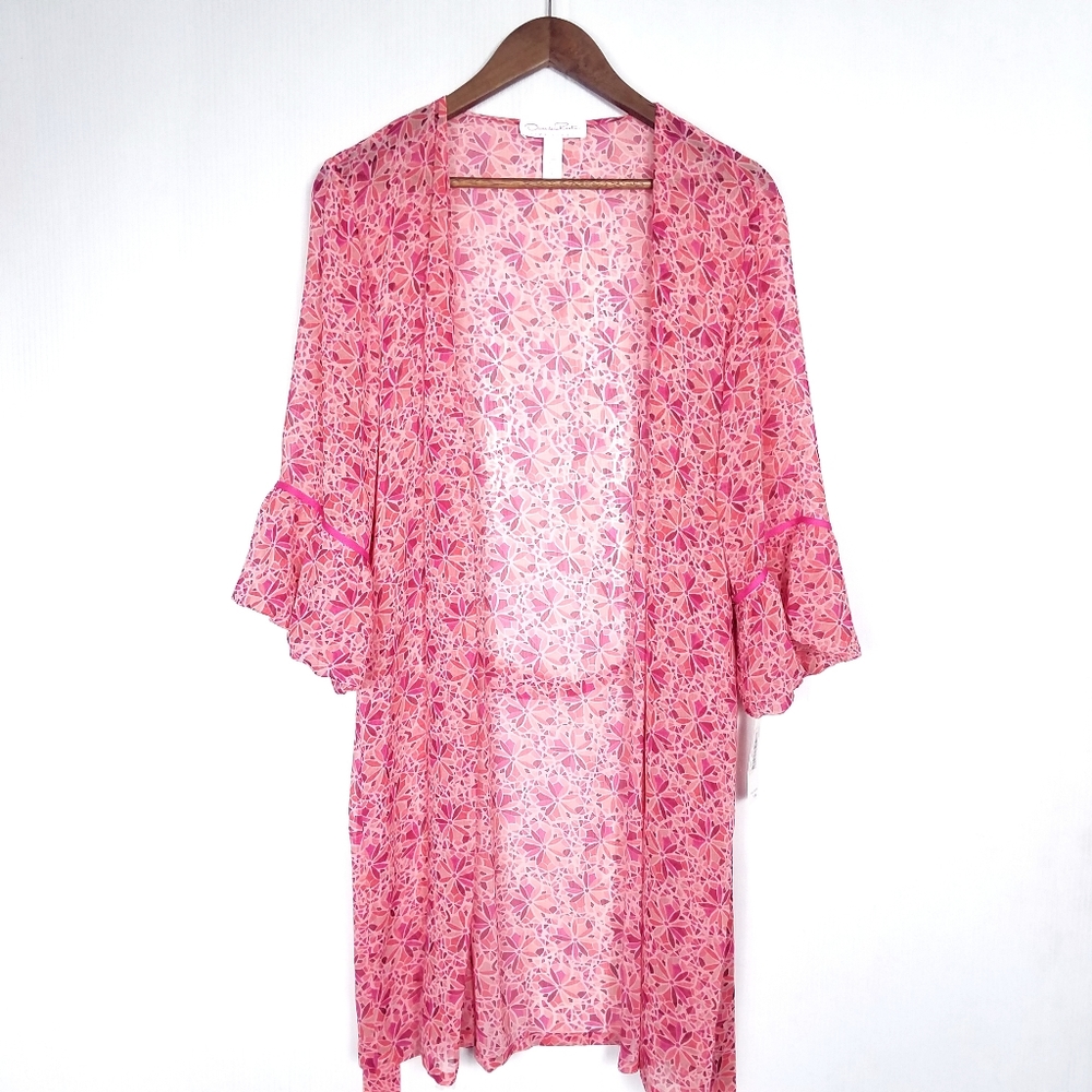 Oscar de la Renta Pink Label Chiffon Robe - Picture 3 of 6